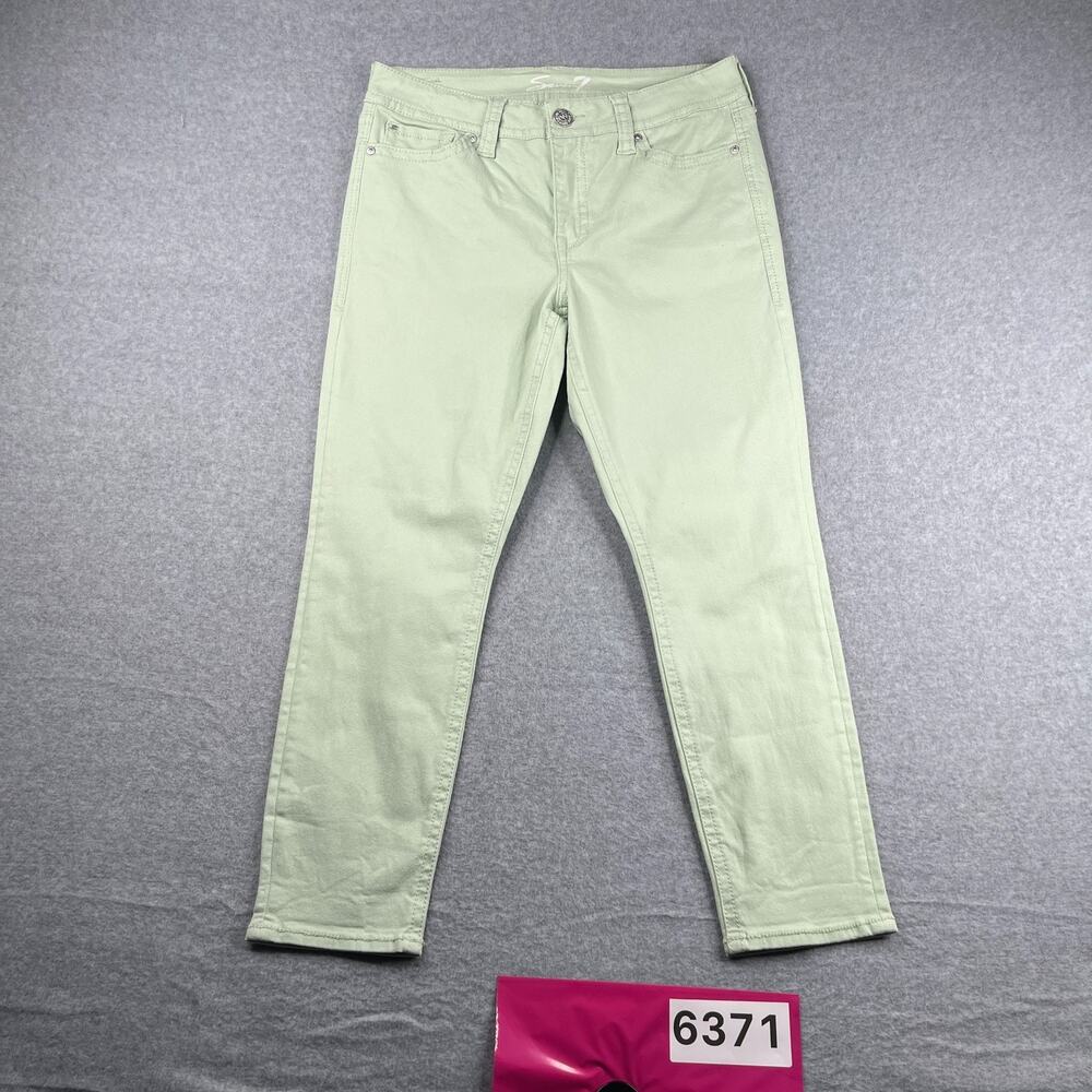 Seven 7 Starlette Crop Denim Jeans Womens Size 12 Light Green casual Stretch